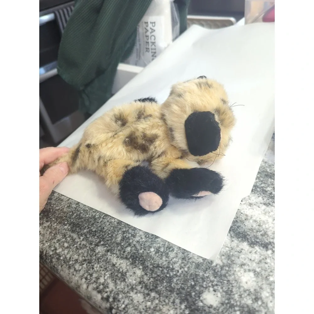 Vintage Tyco Kitty Kitty Jungle Kittens Plush Tan Leopard Spot Cat Purple Bow